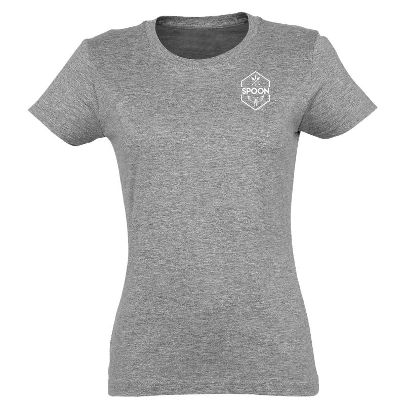 T shirt Femme GRIS Petit Logo Spoon Cœur Poitrine T shirt Femme GRIS Petit Logo Spoon Cœur Poitrine
